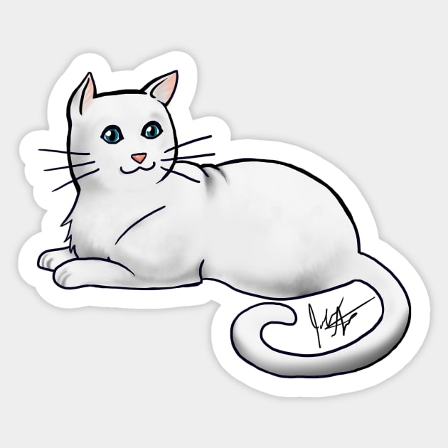 Cat - American Shorthair - White Sticker by Jen's Dogs Custom Gifts and Designs